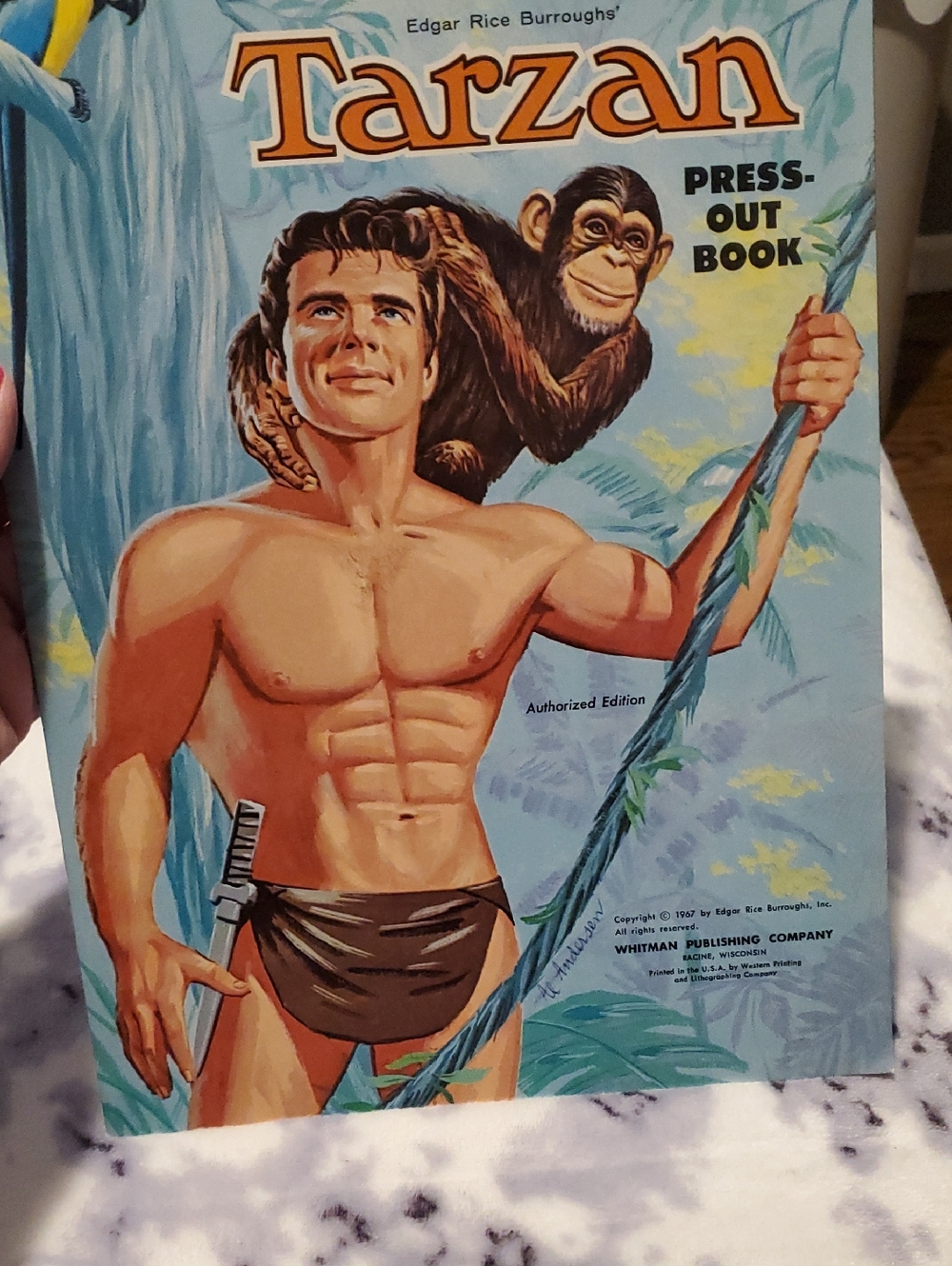 Tarzan Press-Out Book Vintage Cover - Blue and Tan Artwork